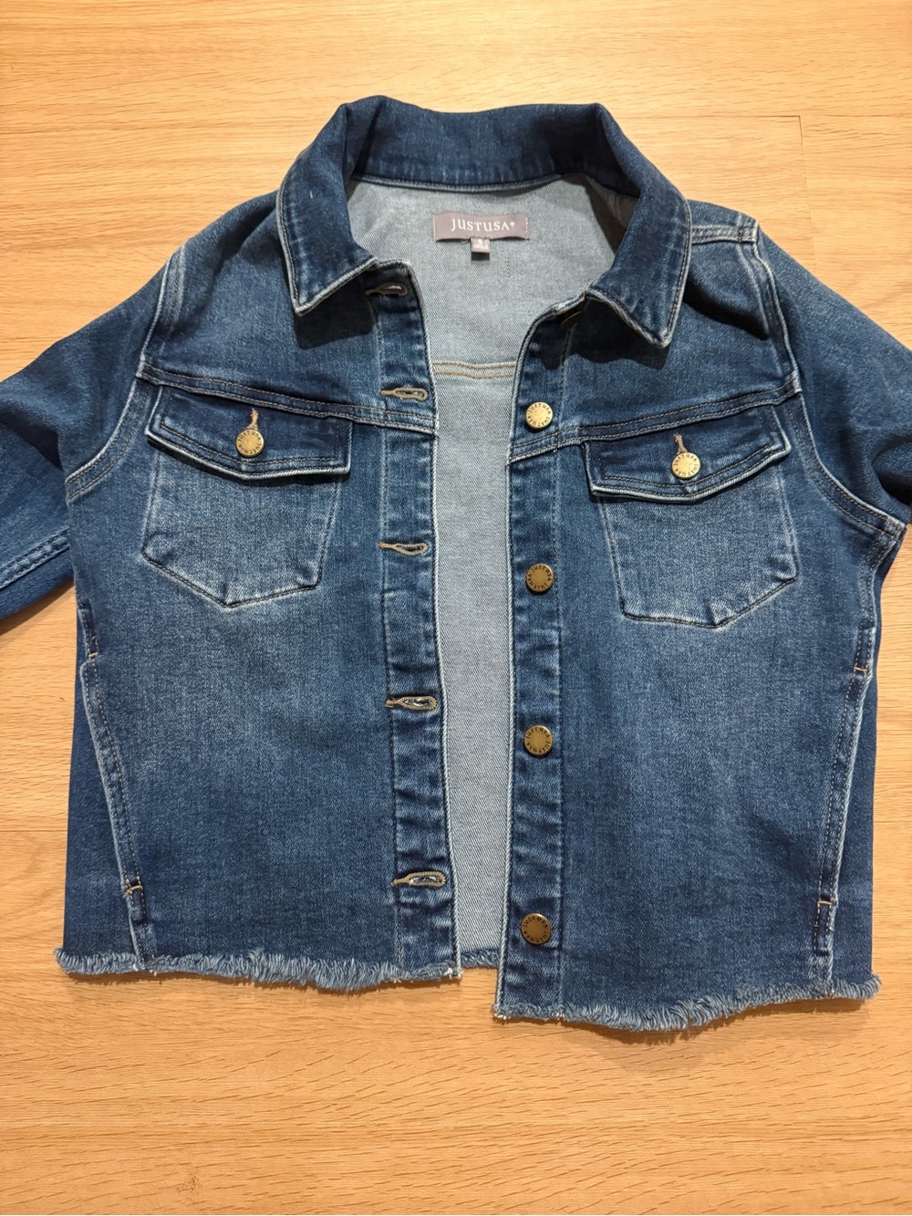 Just USA Distressed Hem Denim Jacket Size Small